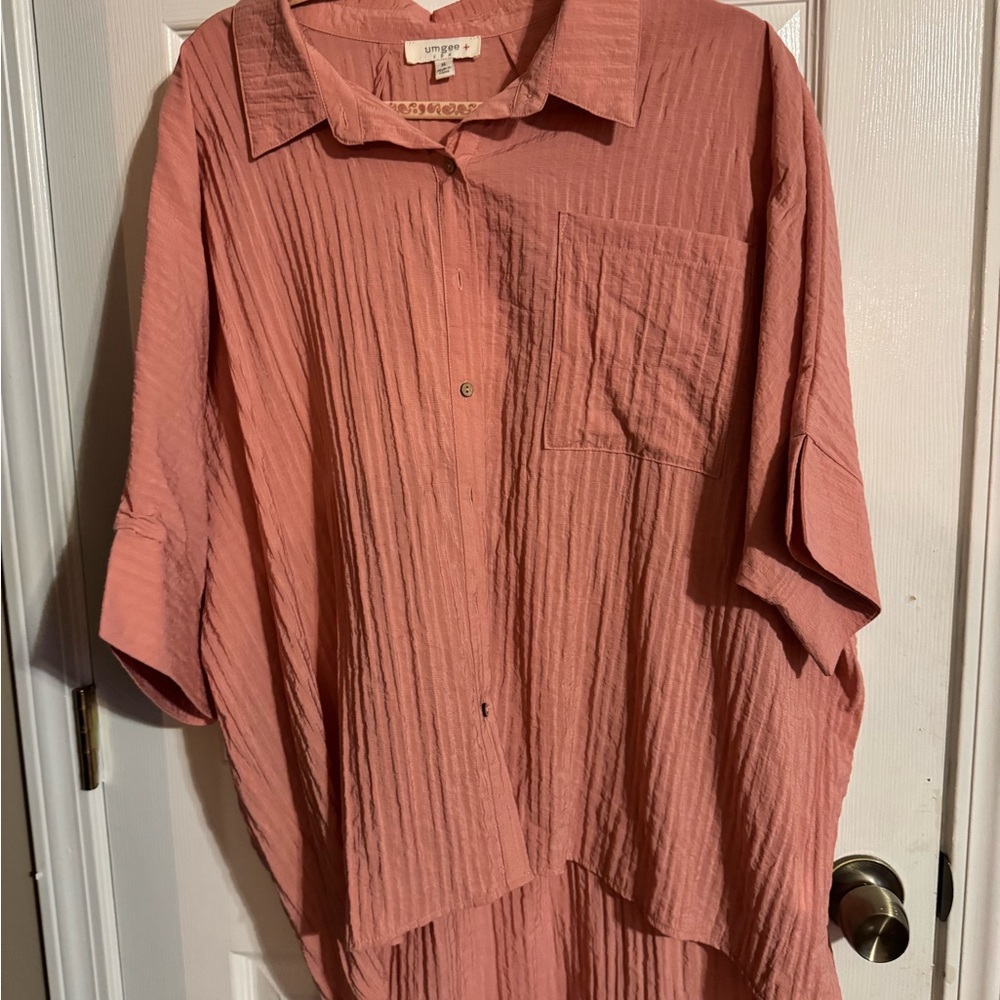 Umgee Coral Button-Up Blouse